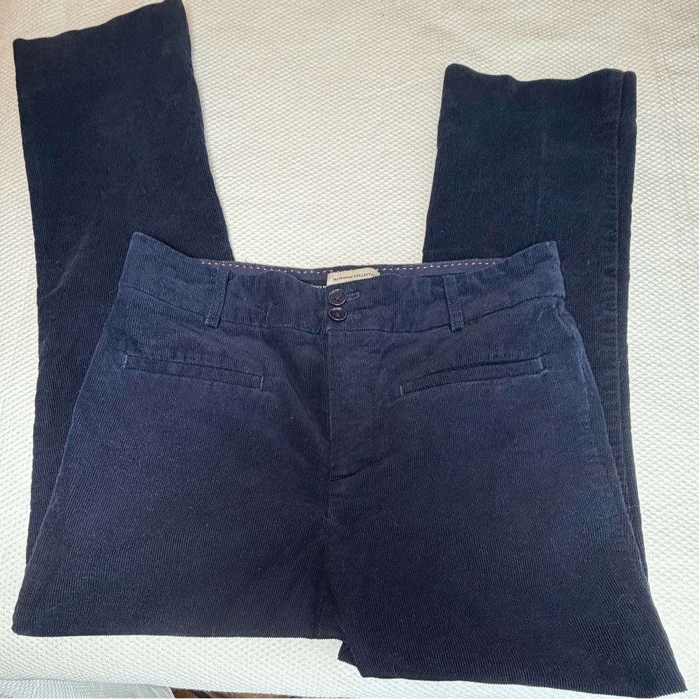 Anthropologie Dark Blue Straight Leg corduroy pant size 4